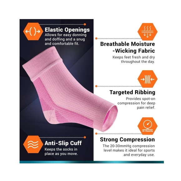 NWT-PhysFlex Unisex Size L Pink Compression Foot Sleeve Arch Support - Picture 4 of 7